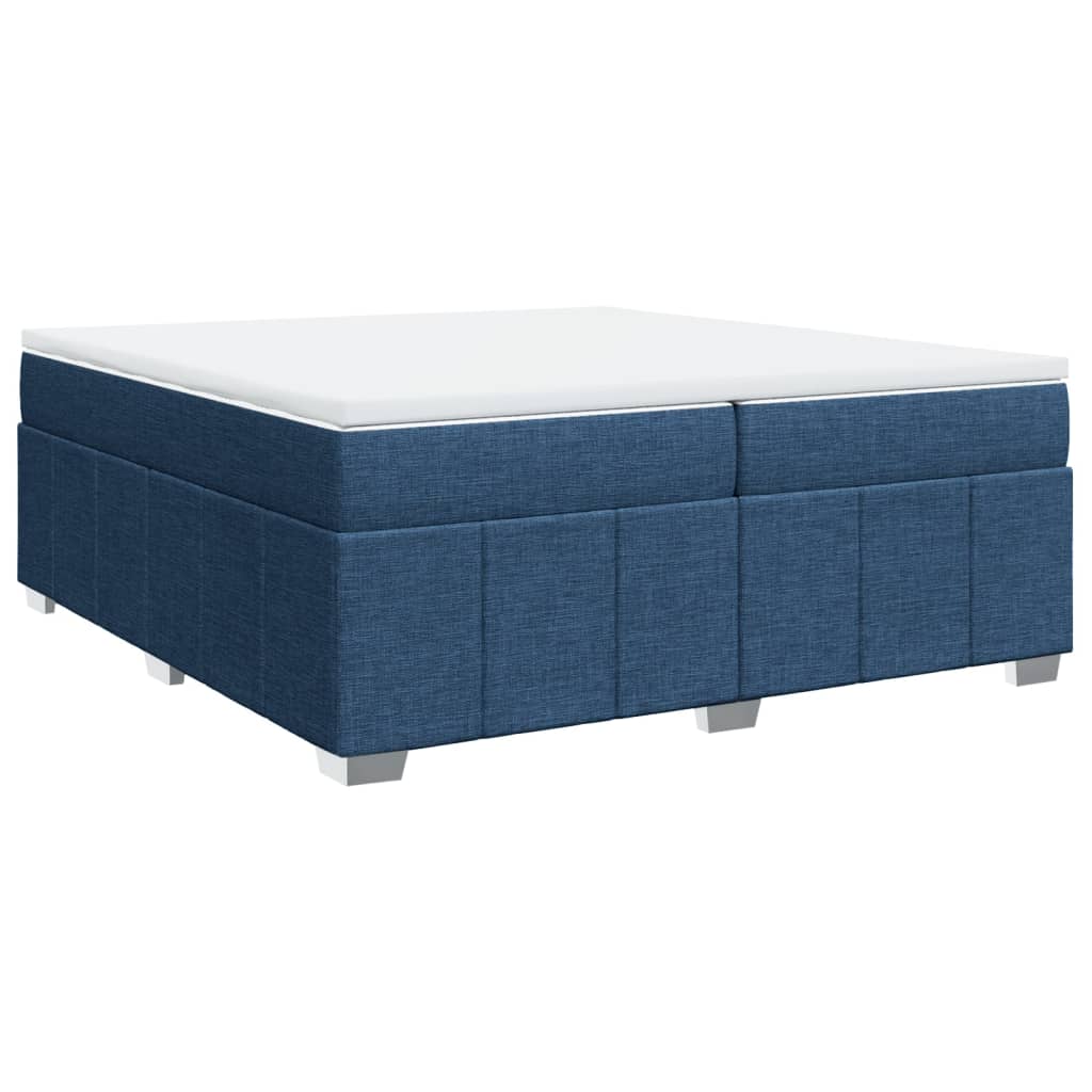 vidaXL Κρεβάτι Boxspring με Στρώμα Μπλε 200x200 εκ. Υφασμάτινο