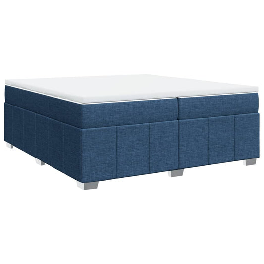 vidaXL Κρεβάτι Boxspring με Στρώμα Μπλε 200x200 εκ. Υφασμάτινο