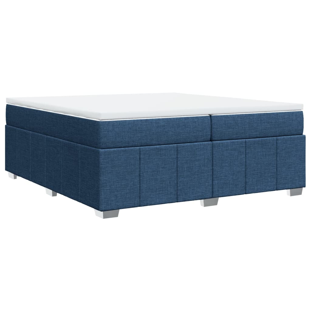vidaXL Κρεβάτι Boxspring με Στρώμα Μπλε 200x200 εκ. Υφασμάτινο