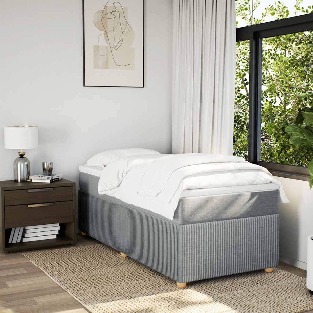 vidaXL Κρεβάτι Boxspring με Στρώμα Ανοιχτό Γκρι 80x200 εκ. Υφασμάτινο