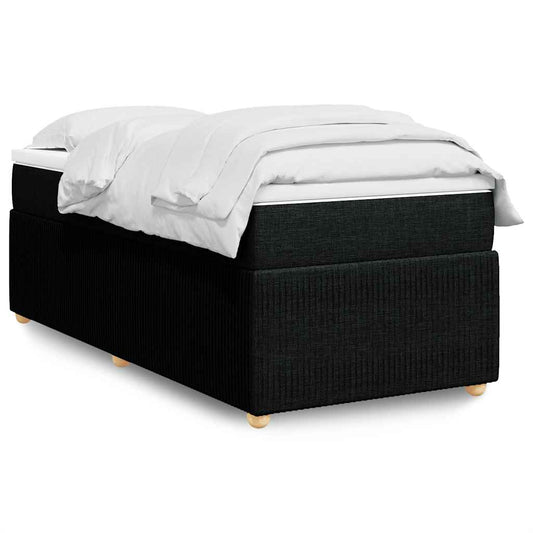 vidaXL Κρεβάτι Boxspring με Στρώμα Μαύρο 80 x 200 εκ. Υφασμάτινο
