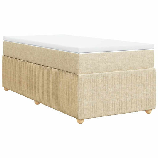 vidaXL Κρεβάτι Boxspring με Στρώμα Κρεμ 80 x 200 εκ. Υφασμάτινο