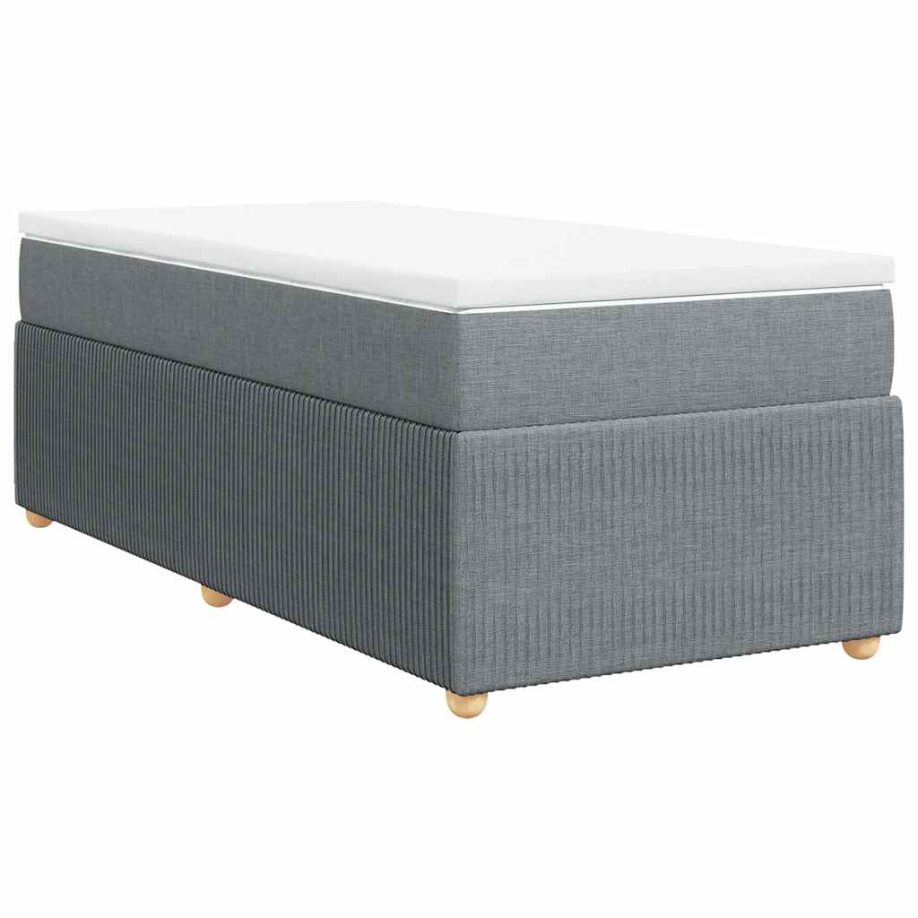 vidaXL Κρεβάτι Boxspring με Στρώμα Ανοιχτό Γκρι 90x190 εκ. Υφασμάτινο