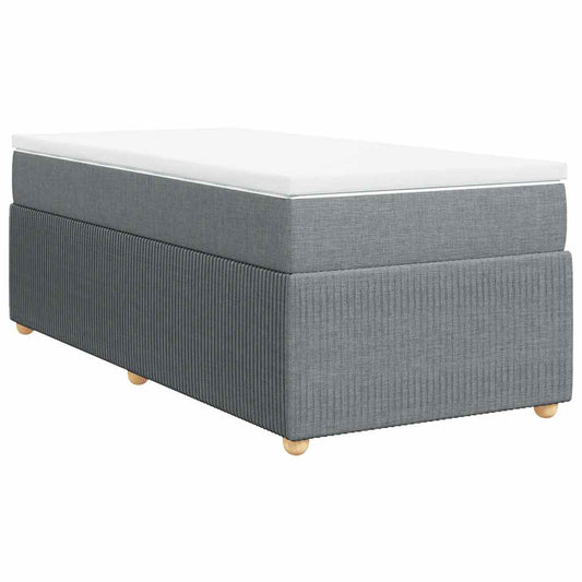vidaXL Κρεβάτι Boxspring με Στρώμα Ανοιχτό Γκρι 90x190 εκ. Υφασμάτινο