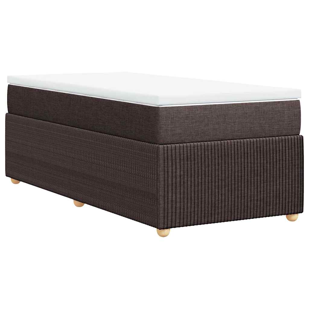 vidaXL Κρεβάτι Boxspring με Στρώμα Σκούρο Καφέ 90x190 εκ. Υφασμάτινο