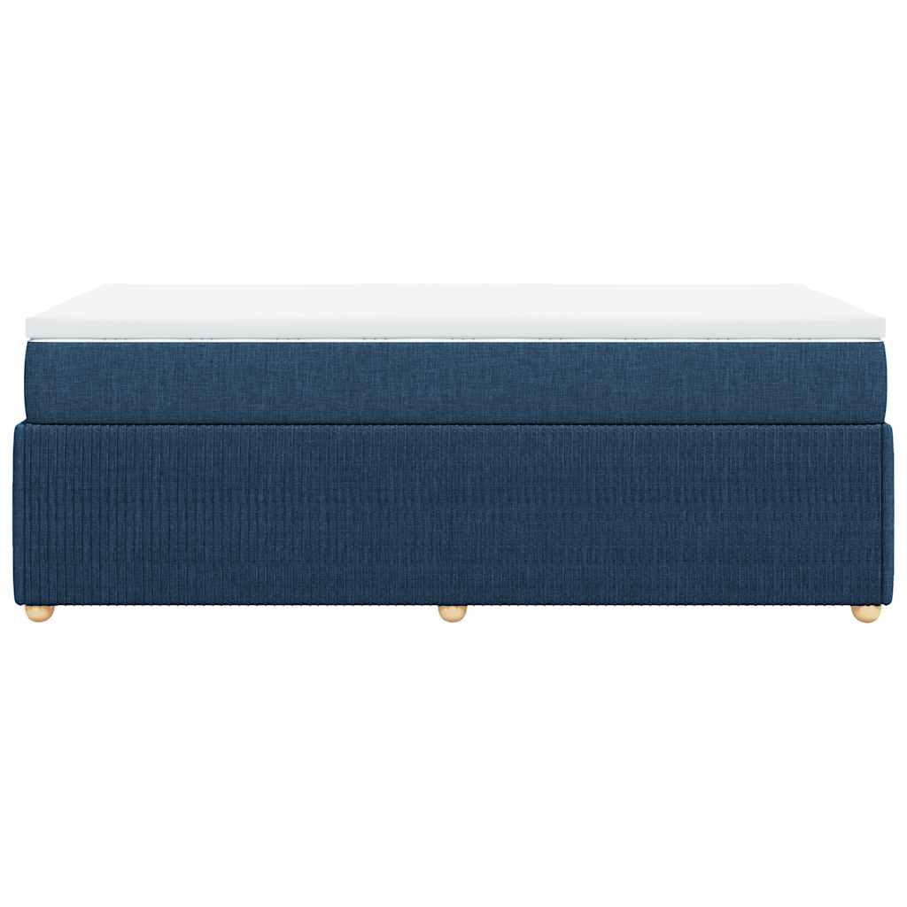 vidaXL Κρεβάτι Boxspring με Στρώμα Μπλε 90x190 εκ.Υφασμάτινο