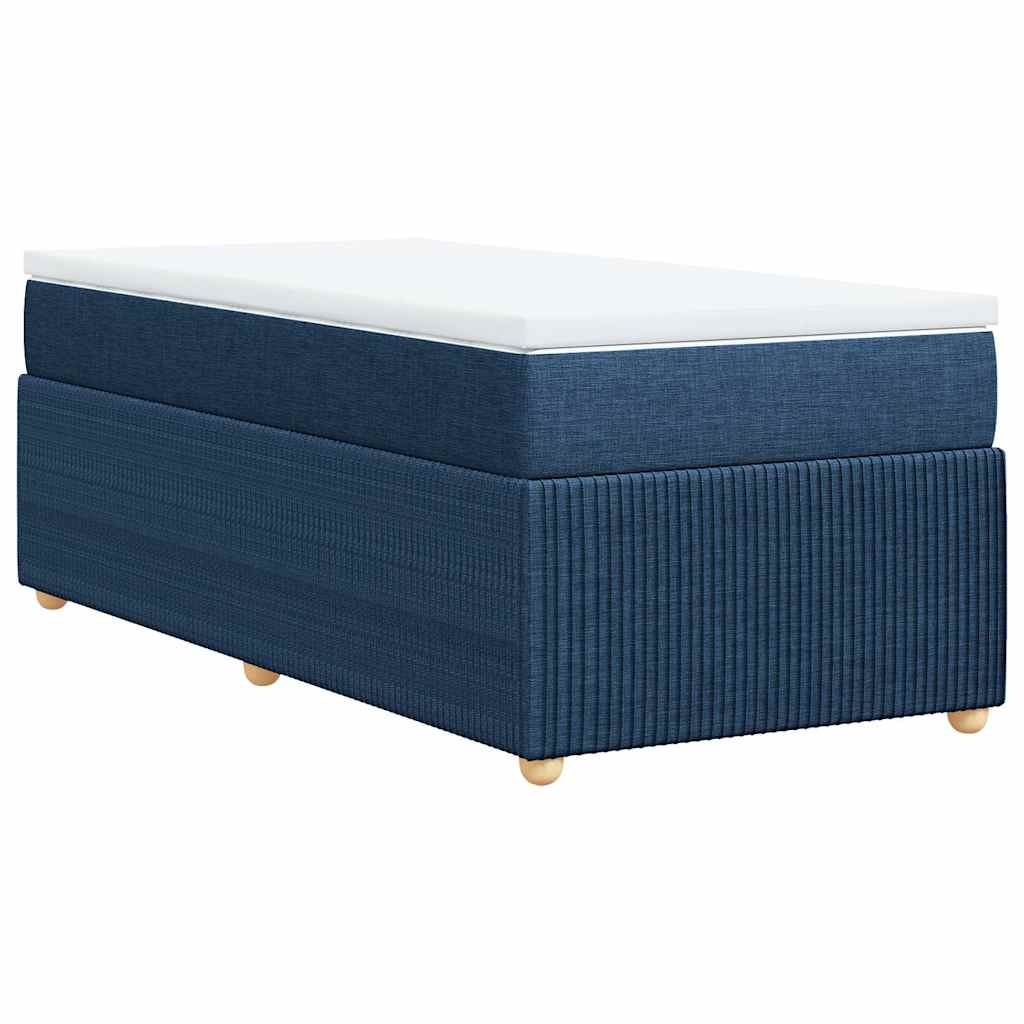 vidaXL Κρεβάτι Boxspring με Στρώμα Μπλε 90x190 εκ.Υφασμάτινο