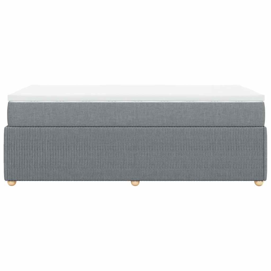 vidaXL Κρεβάτι Boxspring με Στρώμα Ανοιχτό Γκρι 90x200 εκ. Υφασμάτινο