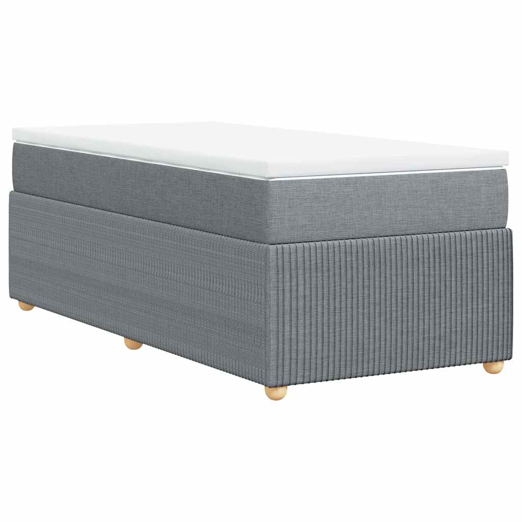 vidaXL Κρεβάτι Boxspring με Στρώμα Ανοιχτό Γκρι 90x200 εκ. Υφασμάτινο