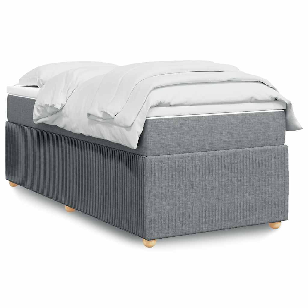vidaXL Κρεβάτι Boxspring με Στρώμα Ανοιχτό Γκρι 90x200 εκ. Υφασμάτινο