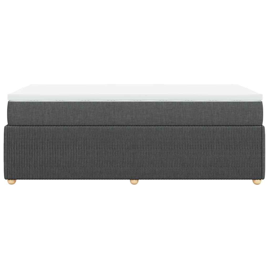 vidaXL Κρεβάτι Boxspring με Στρώμα Σκούρο Γκρι 90x200 εκ. Υφασμάτινο