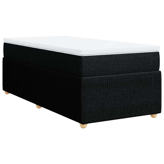 vidaXL Κρεβάτι Boxspring με Στρώμα Μαύρο 90x200 εκ. Υφασμάτινο