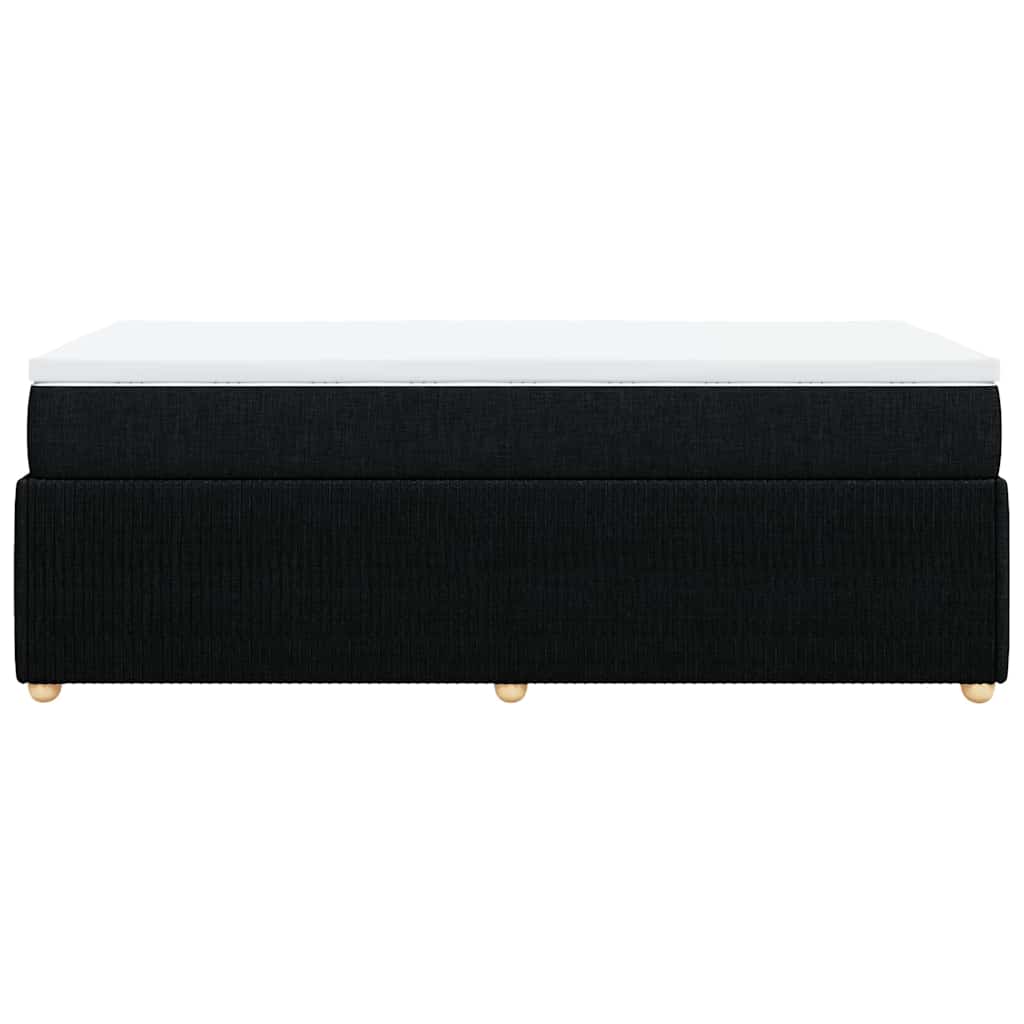 vidaXL Κρεβάτι Boxspring με Στρώμα Μαύρο 90x200 εκ. Υφασμάτινο