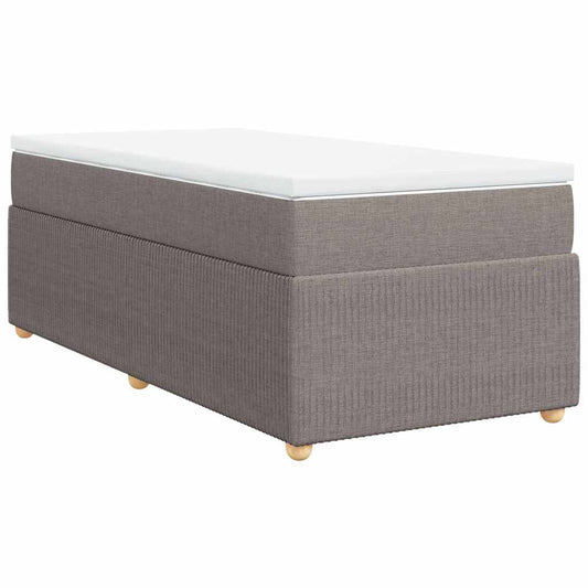 vidaXL Κρεβάτι Boxspring με Στρώμα Taupe 90x200 εκ. Υφασμάτινο