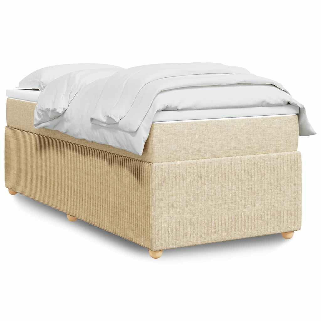 vidaXL Κρεβάτι Boxspring με Στρώμα Κρεμ 90x200 εκ.Υφασμάτινο