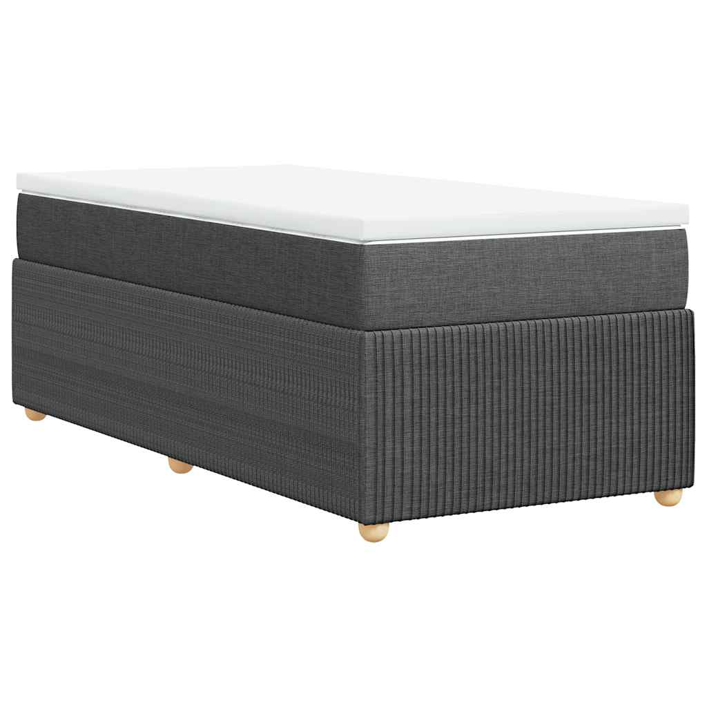 vidaXL Κρεβάτι Boxspring με Στρώμα Σκούρο Γκρι 100x200 εκ. Υφασμάτινο