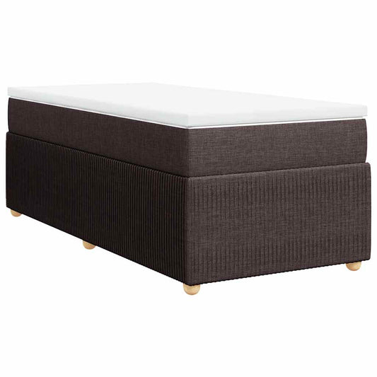 vidaXL Κρεβάτι Boxspring με Στρώμα Σκούρο Καφέ 100x200 εκ. Υφασμάτινο