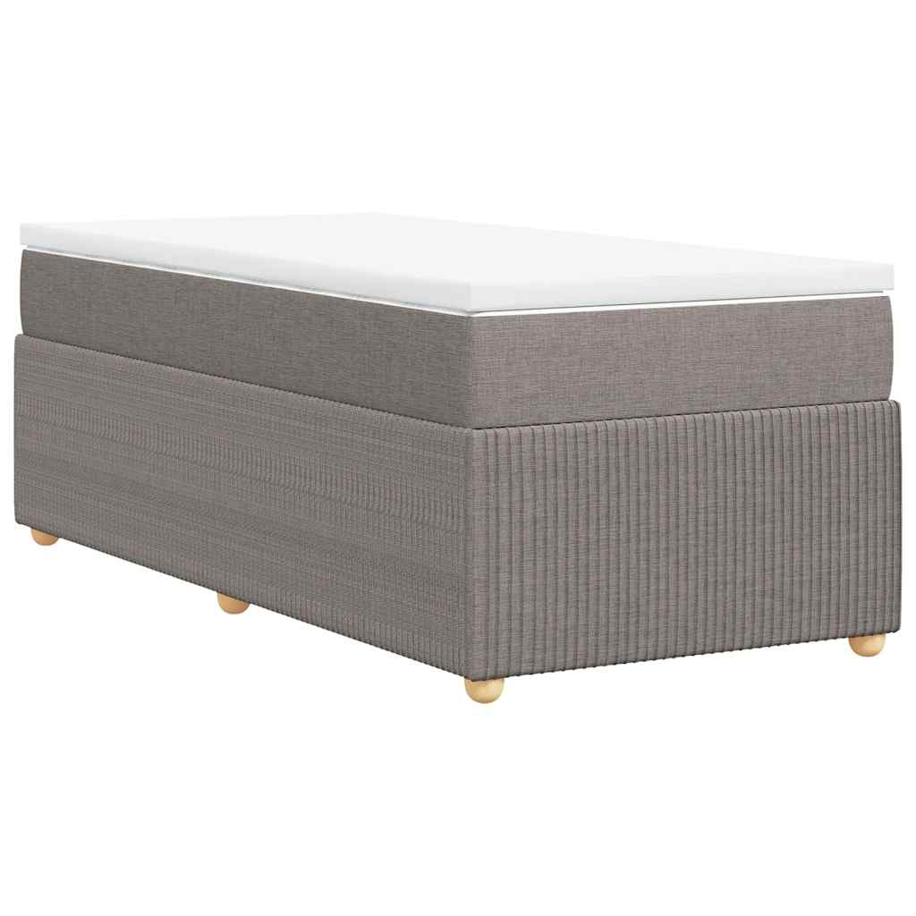 vidaXL Κρεβάτι Boxspring με Στρώμα Taupe 100 x 200 εκ. Υφασμάτινο