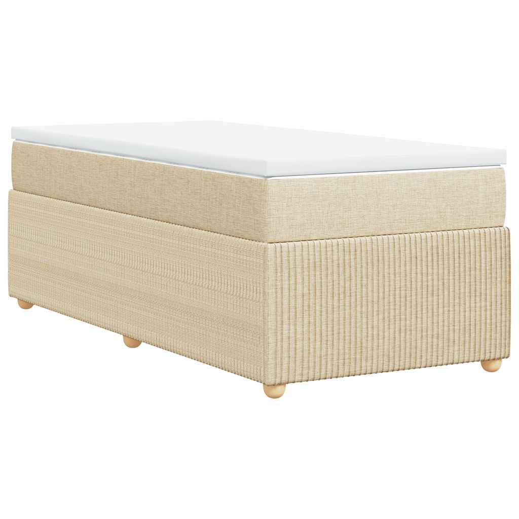 vidaXL Κρεβάτι Boxspring με Στρώμα Κρεμ 100 x 200 εκ. Υφασμάτινο