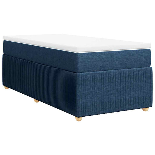 vidaXL Κρεβάτι Boxspring με Στρώμα Μπλε 100 x 200 εκ. Υφασμάτινο