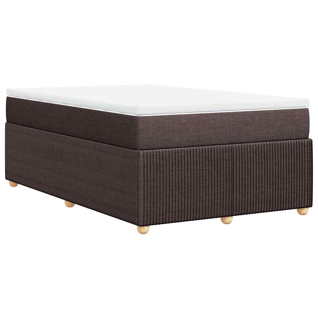 vidaXL Κρεβάτι Boxspring με Στρώμα Σκούρο Καφέ 120x190 εκ Υφασμάτινο