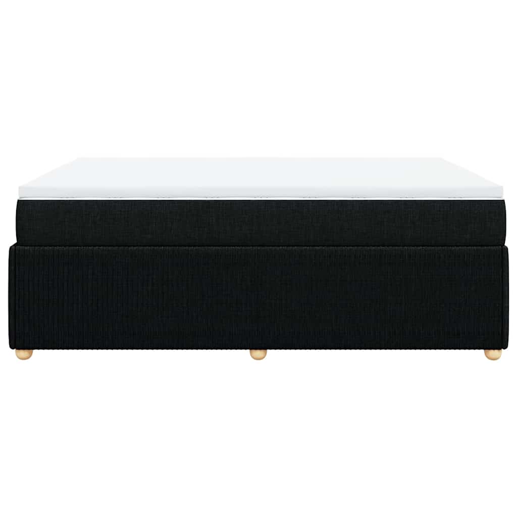 vidaXL Κρεβάτι Boxspring με Στρώμα Μαύρο 140x190 εκ. Υφασμάτινο