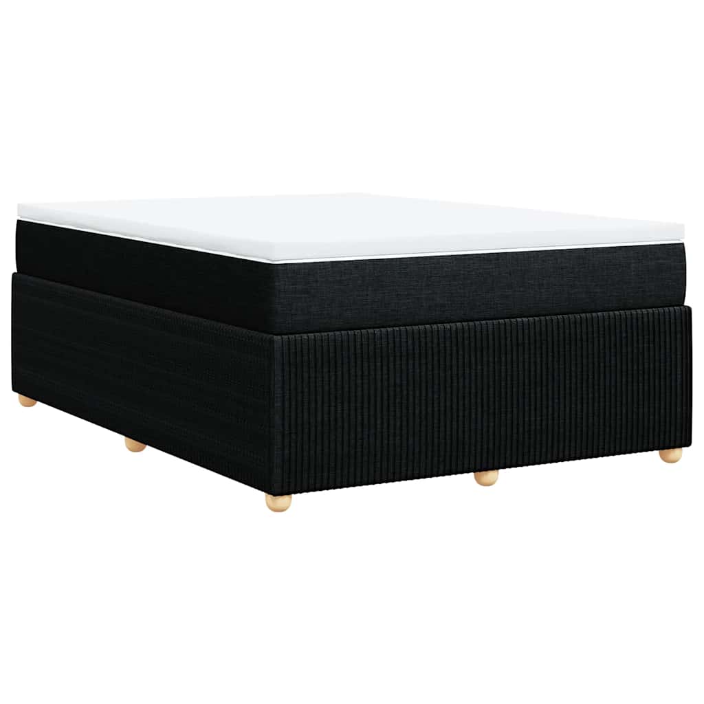 vidaXL Κρεβάτι Boxspring με Στρώμα Μαύρο 140x190 εκ. Υφασμάτινο