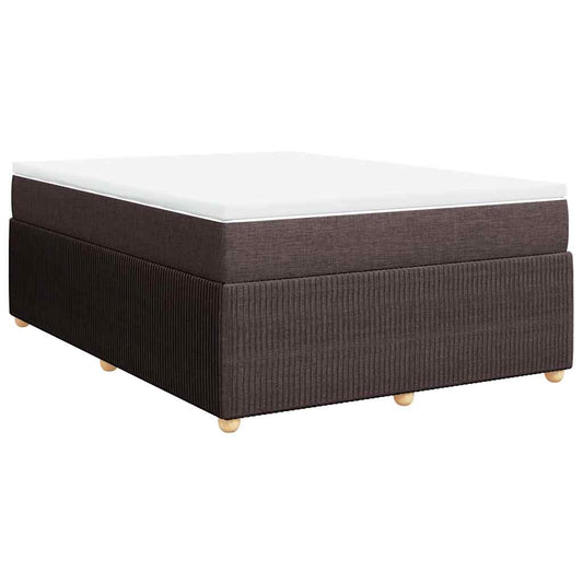 vidaXL Κρεβάτι Boxspring με Στρώμα Σκούρο Καφέ 140x190 εκ. Υφασμάτινο