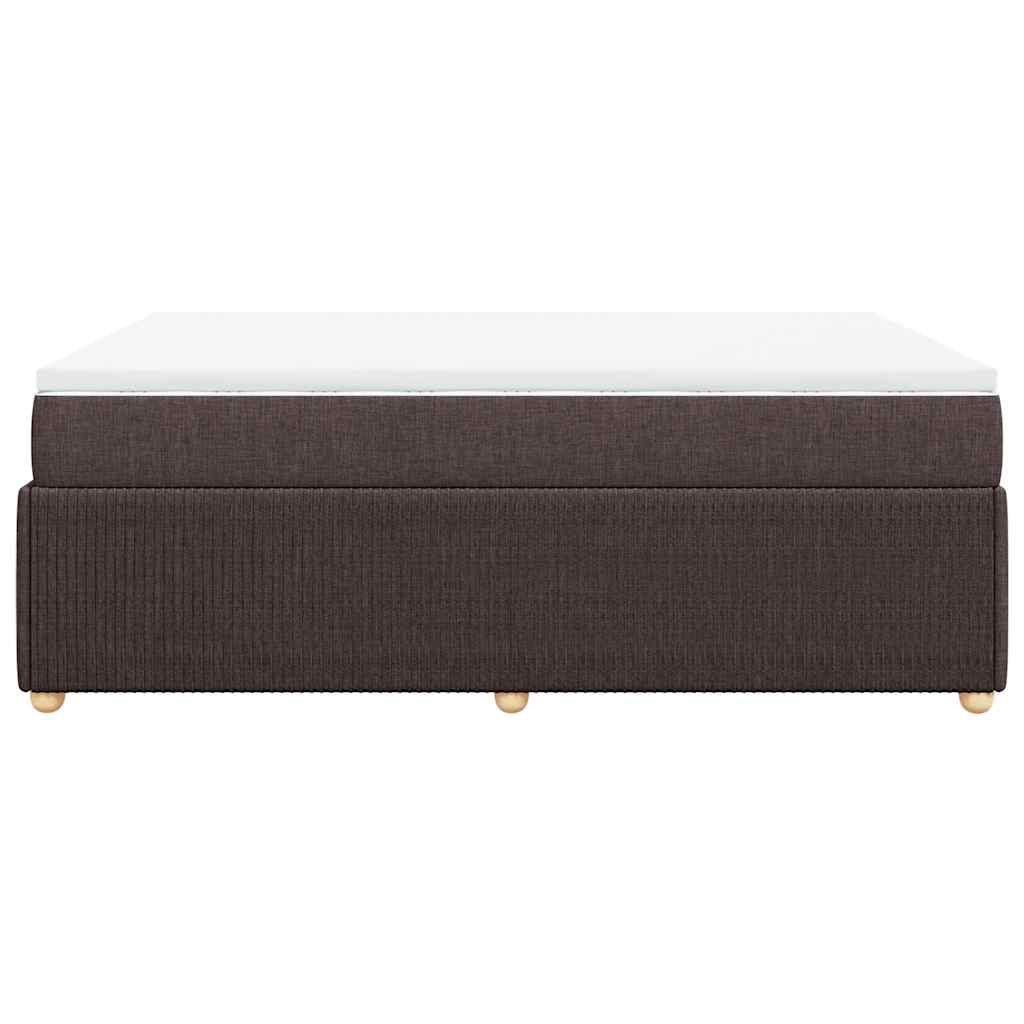 vidaXL Κρεβάτι Boxspring με Στρώμα Σκούρο Καφέ 140x190 εκ. Υφασμάτινο