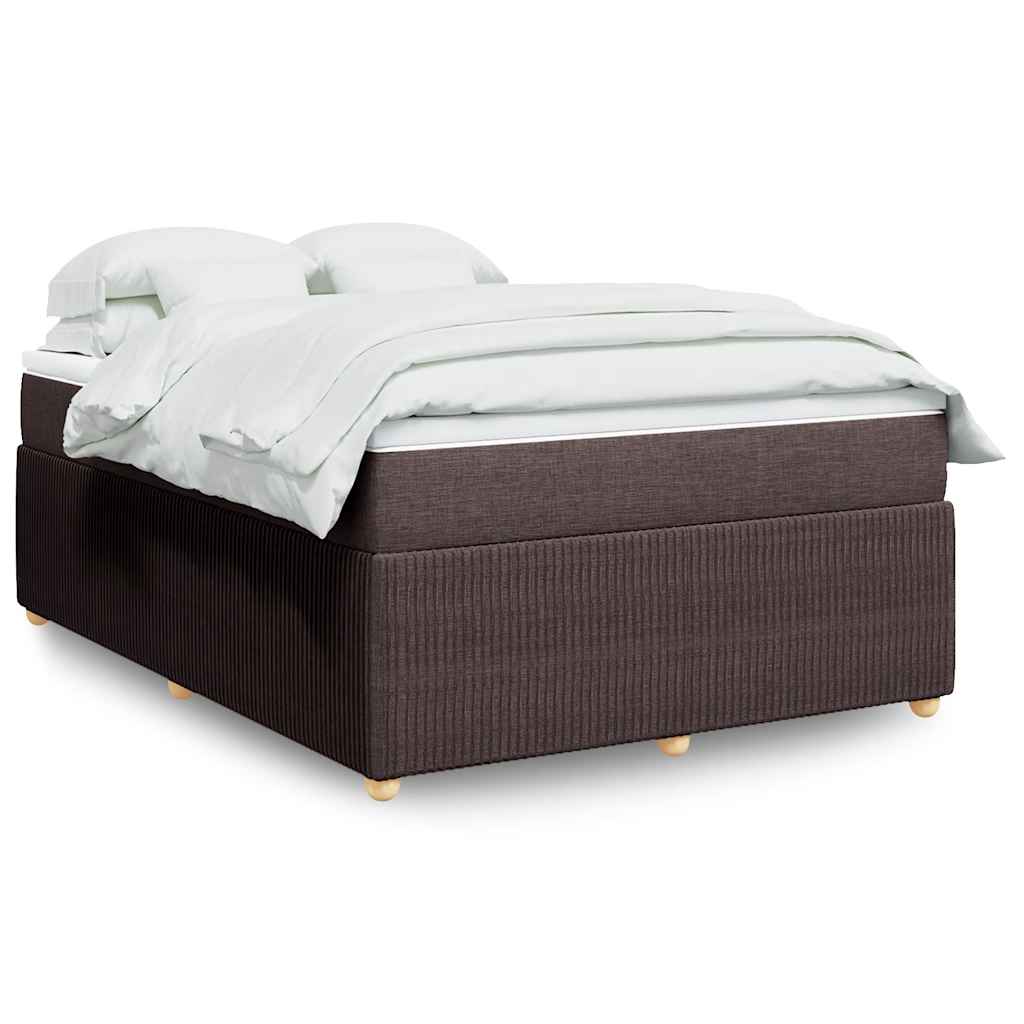 vidaXL Κρεβάτι Boxspring με Στρώμα Σκούρο Καφέ 140x190 εκ. Υφασμάτινο