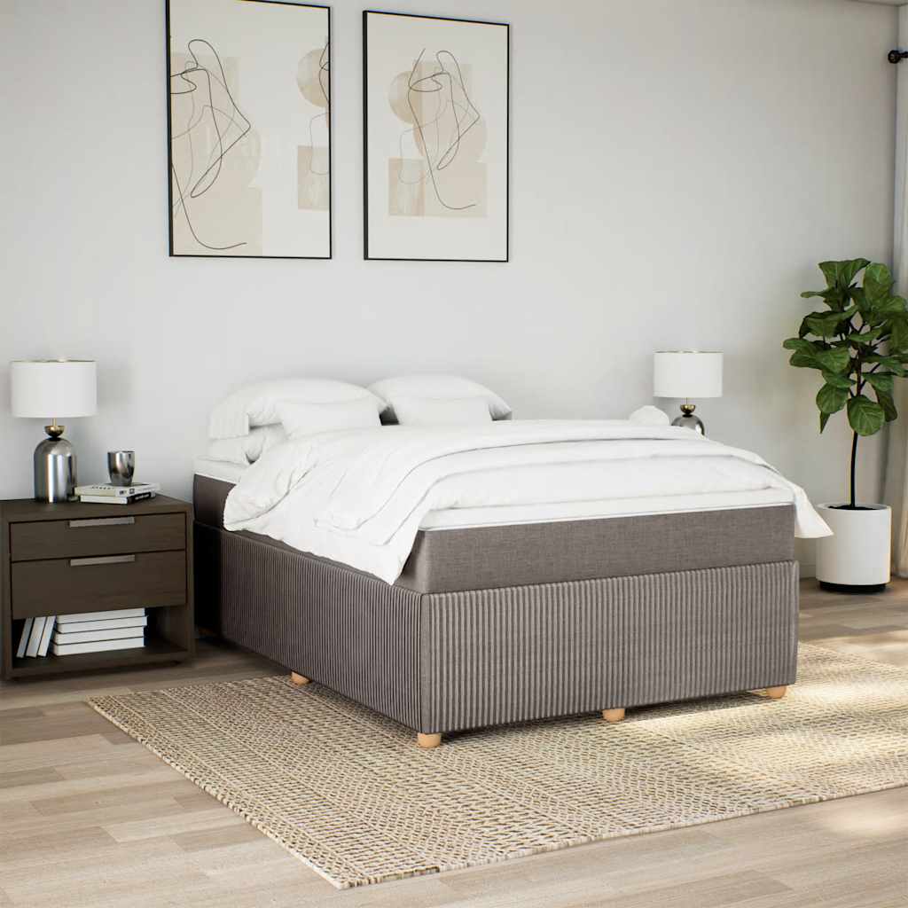 vidaXL Κρεβάτι Boxspring με Στρώμα Taupe 140x190 εκ. Υφασμάτινο
