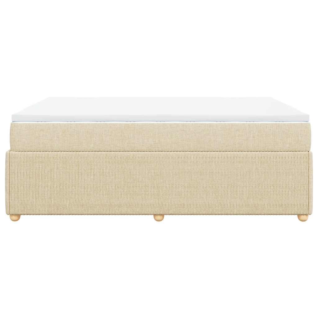 vidaXL Κρεβάτι Boxspring με Στρώμα Κρεμ 140x190 εκ. Υφασμάτινο