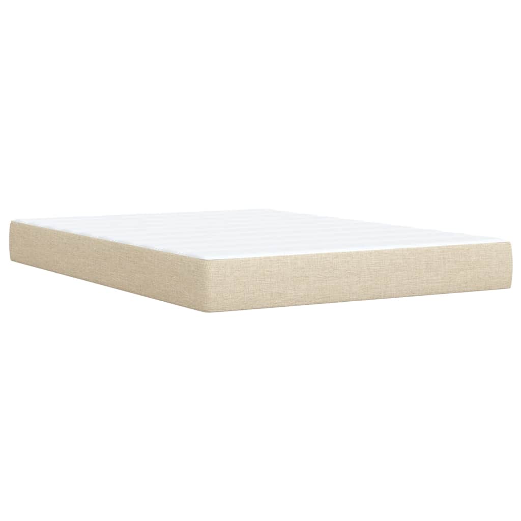 vidaXL Κρεβάτι Boxspring με Στρώμα Κρεμ 140x190 εκ. Υφασμάτινο