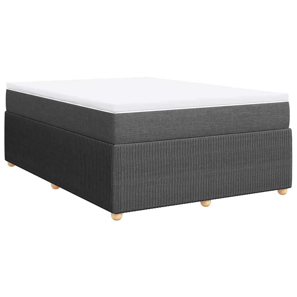 vidaXL Κρεβάτι Boxspring με Στρώμα Σκούρο Γκρι 140x200 εκ Υφασμάτινο
