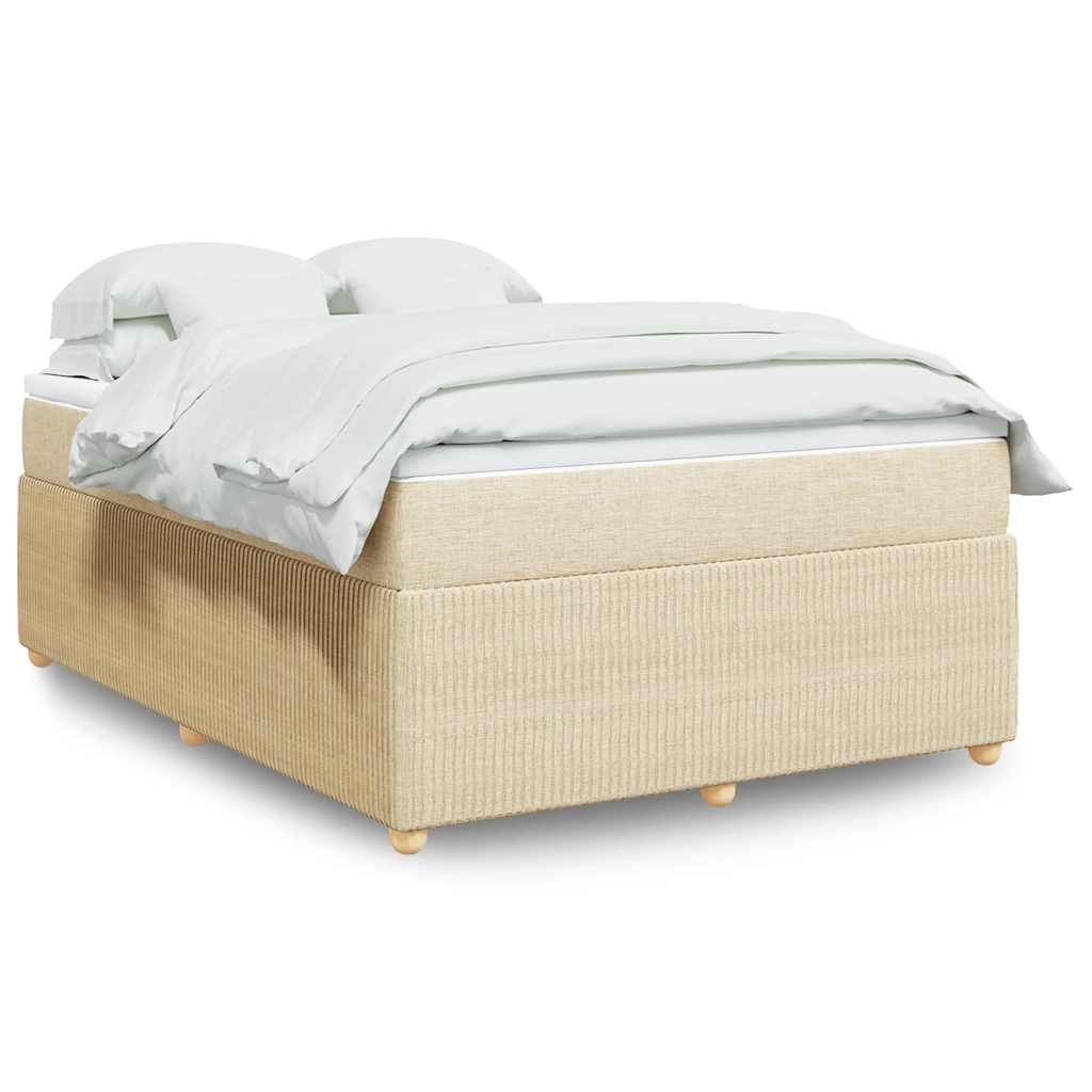 vidaXL Κρεβάτι Boxspring με Στρώμα Κρεμ 140x200 εκ. Υφασμάτινο