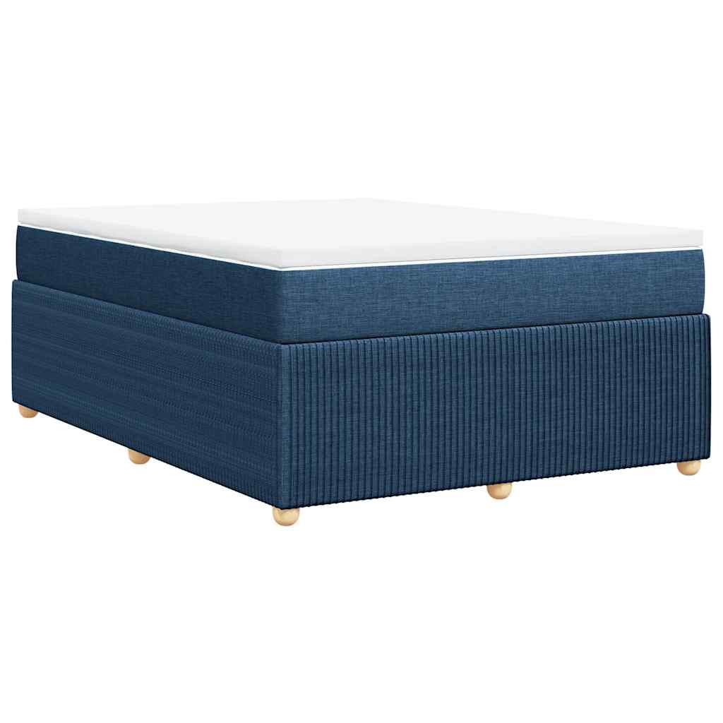 vidaXL Κρεβάτι Boxspring με Στρώμα Μπλε 140x200 εκ. Υφασμάτινο