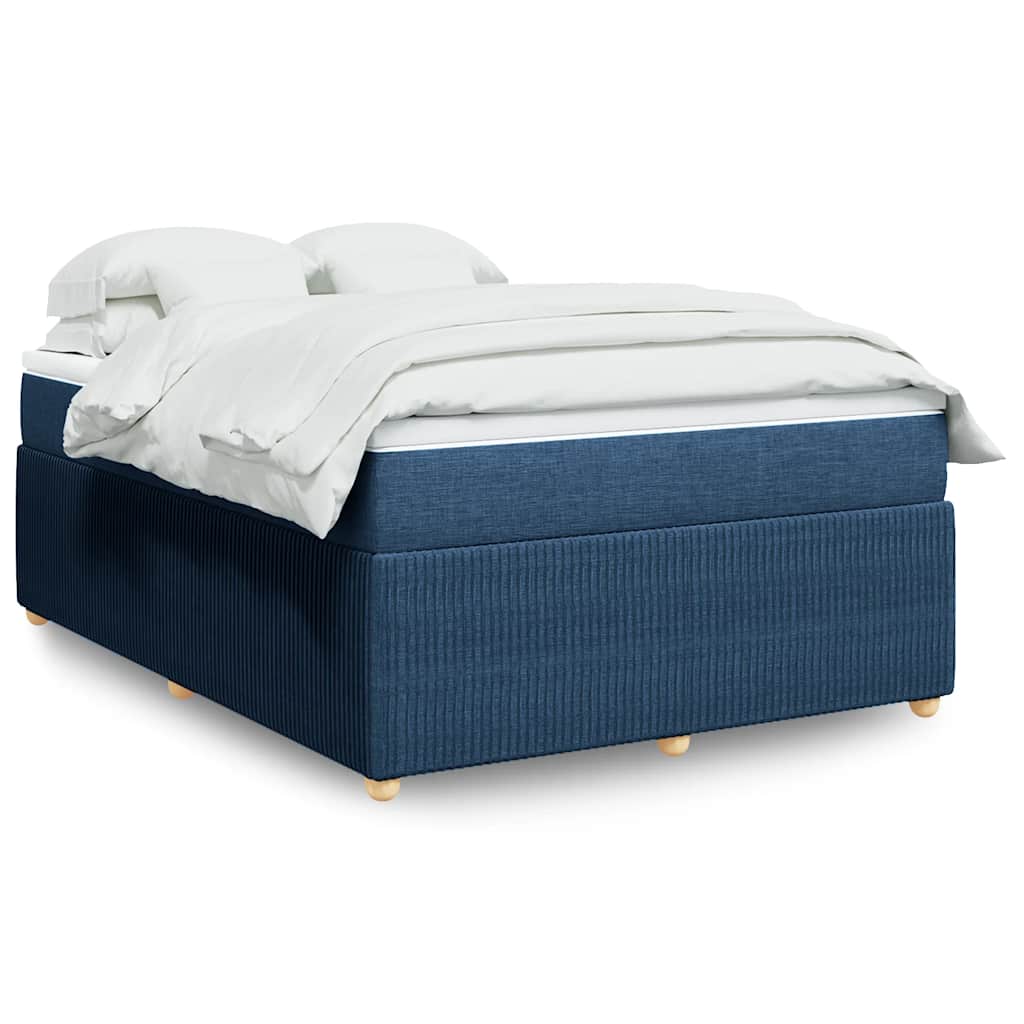 vidaXL Κρεβάτι Boxspring με Στρώμα Μπλε 140x200 εκ. Υφασμάτινο