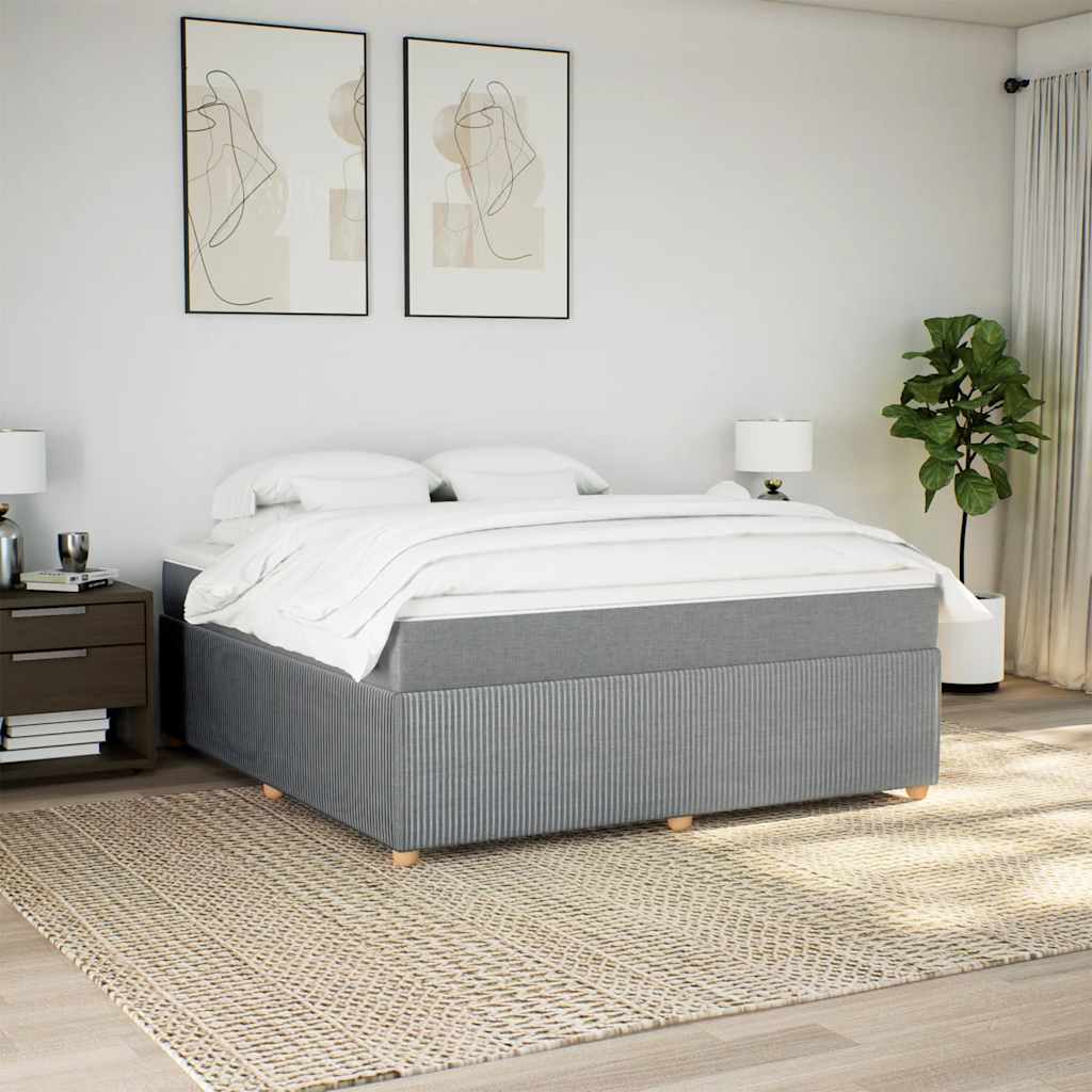 vidaXL Κρεβάτι Boxspring με Στρώμα Ανοιχτό Γκρι 180x200 εκ. Υφασμάτινο