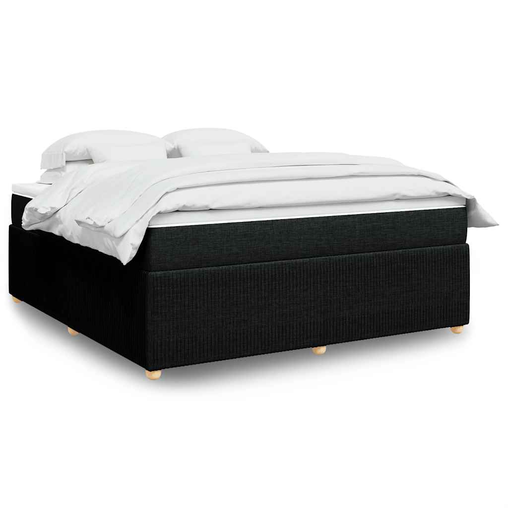 vidaXL Κρεβάτι Boxspring με Στρώμα Μαύρο 180x200 εκ. Υφασμάτινο