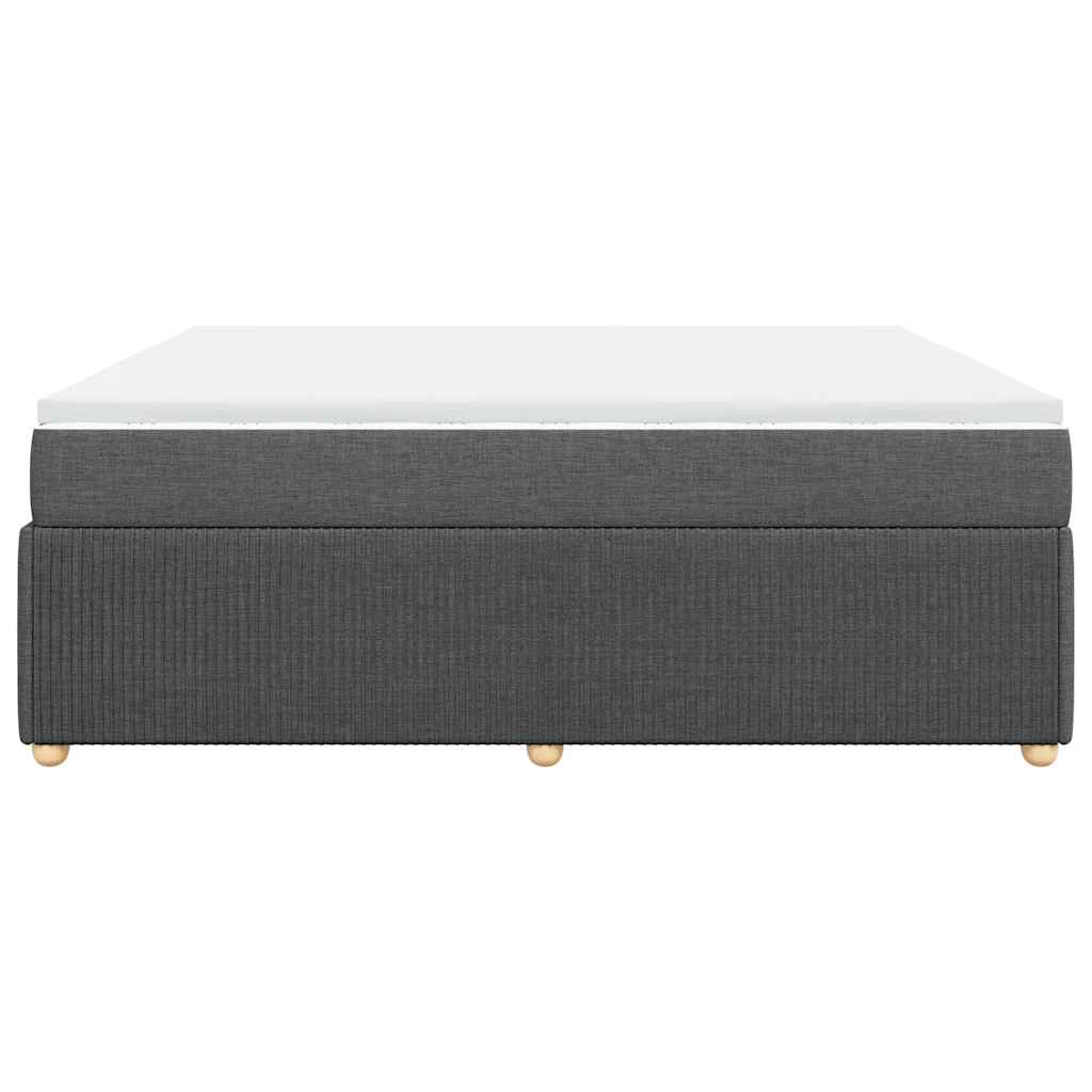 vidaXL Κρεβάτι Boxspring με Στρώμα Σκούρο Γκρι 200x200 εκ. Υφασμάτινο