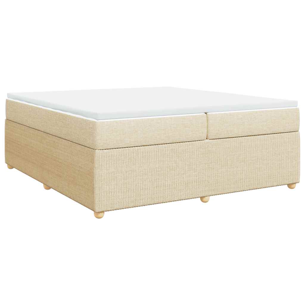 vidaXL Κρεβάτι Boxspring με Στρώμα Κρεμ 200x200 εκ. Υφασμάτινο