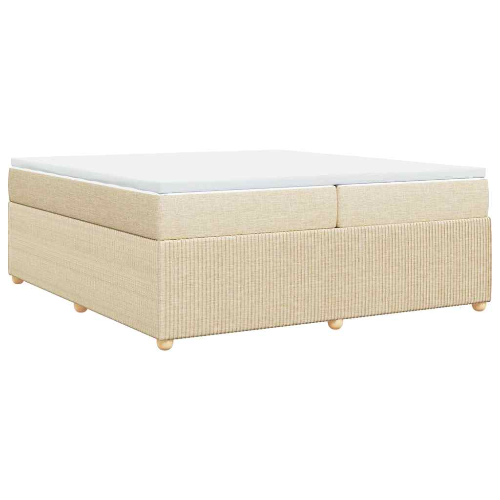 vidaXL Κρεβάτι Boxspring με Στρώμα Κρεμ 200x200 εκ. Υφασμάτινο
