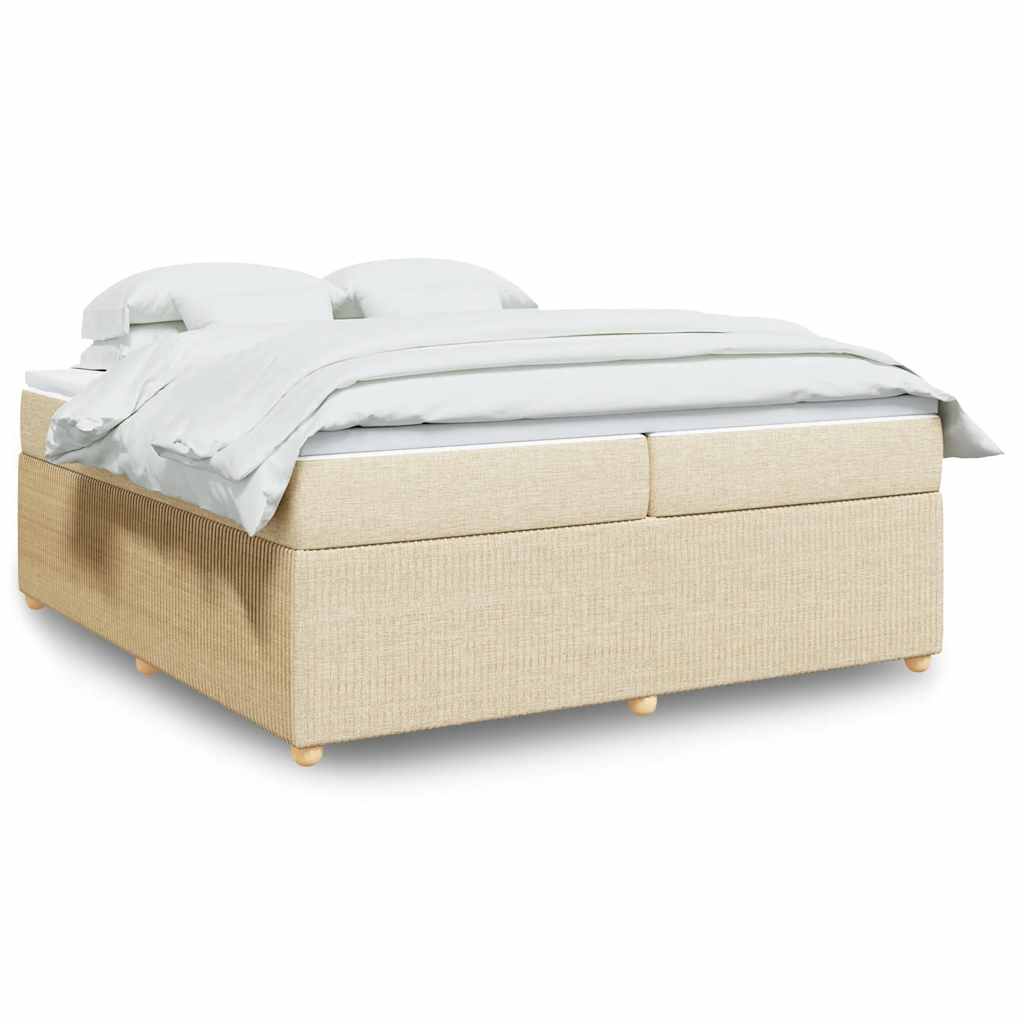 vidaXL Κρεβάτι Boxspring με Στρώμα Κρεμ 200x200 εκ. Υφασμάτινο