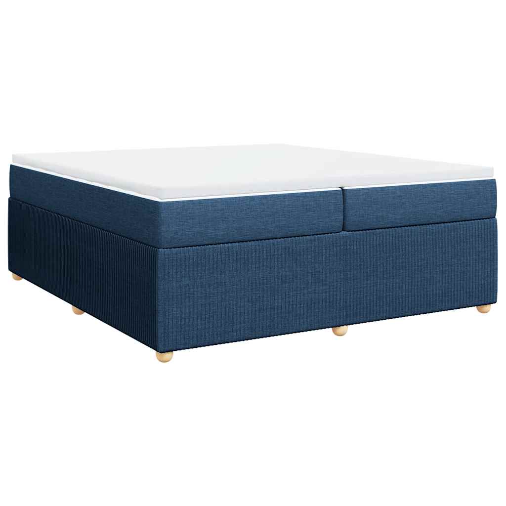 vidaXL Κρεβάτι Boxspring με Στρώμα Μπλε 200x200 εκ. Υφασμάτινο