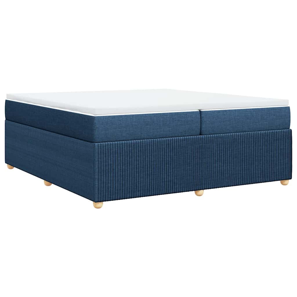 vidaXL Κρεβάτι Boxspring με Στρώμα Μπλε 200x200 εκ. Υφασμάτινο