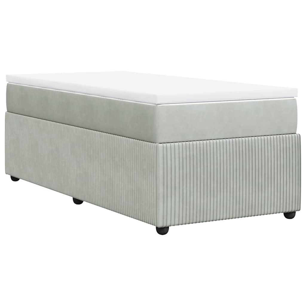 vidaXL Κρεβάτι Boxspring με Στρώμα Ανοιχτό Γκρι 80x200 εκ. Βελούδινο