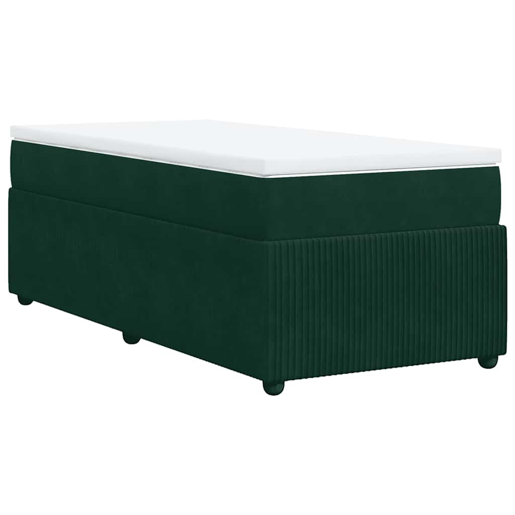 vidaXL Κρεβάτι Boxspring με Στρώμα Σκούρο Πράσινο 80x200 εκ. Βελούδινο