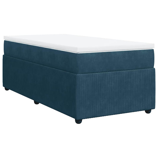vidaXL Κρεβάτι Boxspring με Στρώμα Σκούρο Μπλε 80 x 200 εκ. Βελούδινο