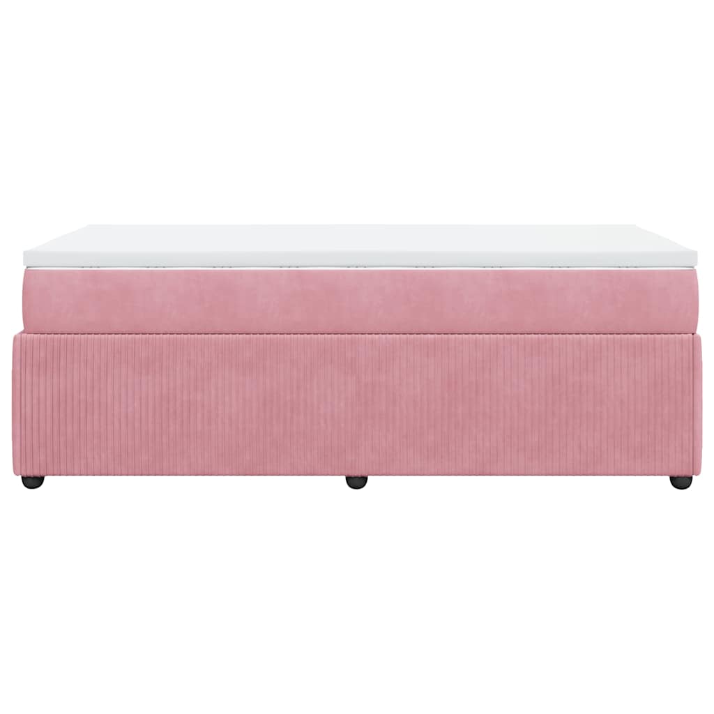 vidaXL Κρεβάτι Boxspring με Στρώμα Ροζ 80 x 200 εκ. Βελούδινο
