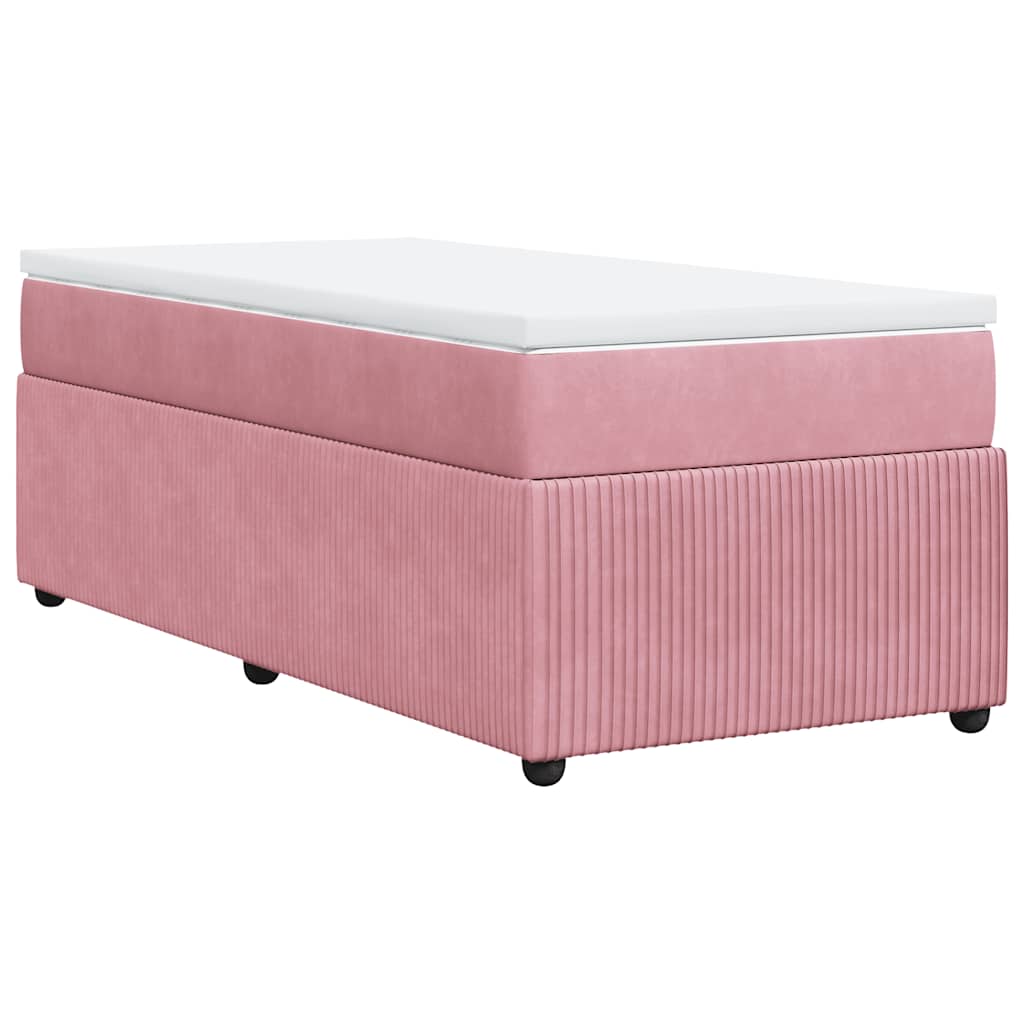 vidaXL Κρεβάτι Boxspring με Στρώμα Ροζ 80 x 200 εκ. Βελούδινο